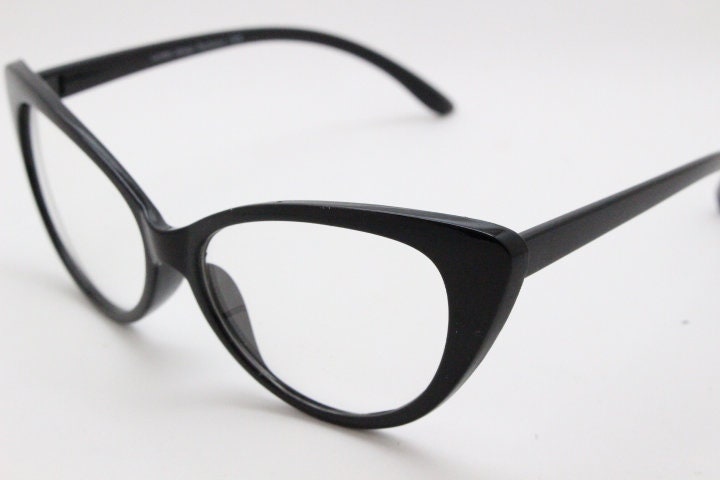 Y2K vintage pointed cat eye glasses. Black clear lens optical frames. Womens prescription eyeglasses. 50s style rockabilly spectacles. RX