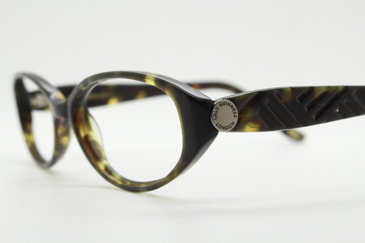 Lulu Guinness vintage oval eye glasses. Dark tortoise low profile optical frames. Prescription eyeglasses. RX spectacles