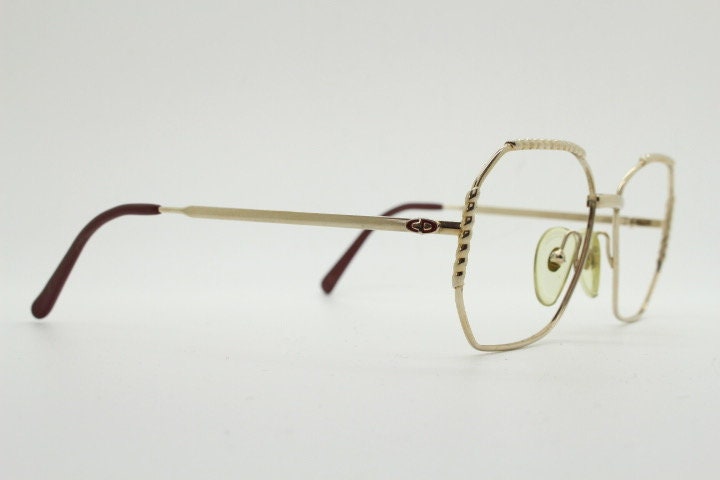 Christian Dior 80s vintage octagon eye glasses. Angular sided metal optical frame with barley twist detail. Prescription eyeglasses. RX