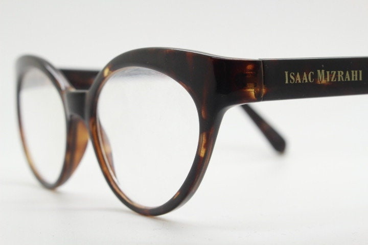 Isaac Mizrahi vintage cat eye glasses. Womens dark tortoise cateye optical frames. Prescription eyeglasses. RX NOS spectacles