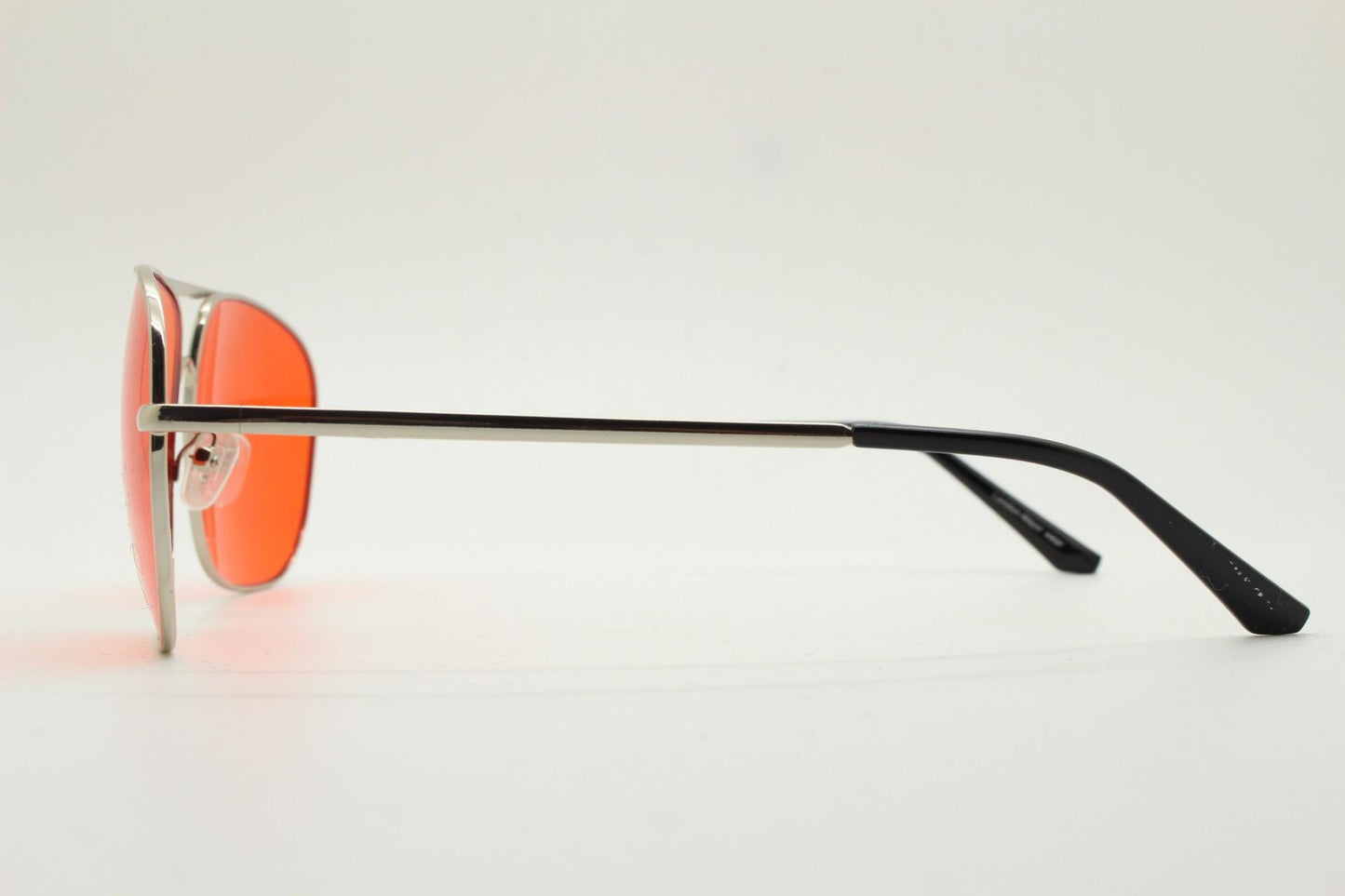 Y2K vintage square aviator sunglasses. Silver chrome metal frame 70s design aviators with intense red lenses. 2000s. Unused NOS