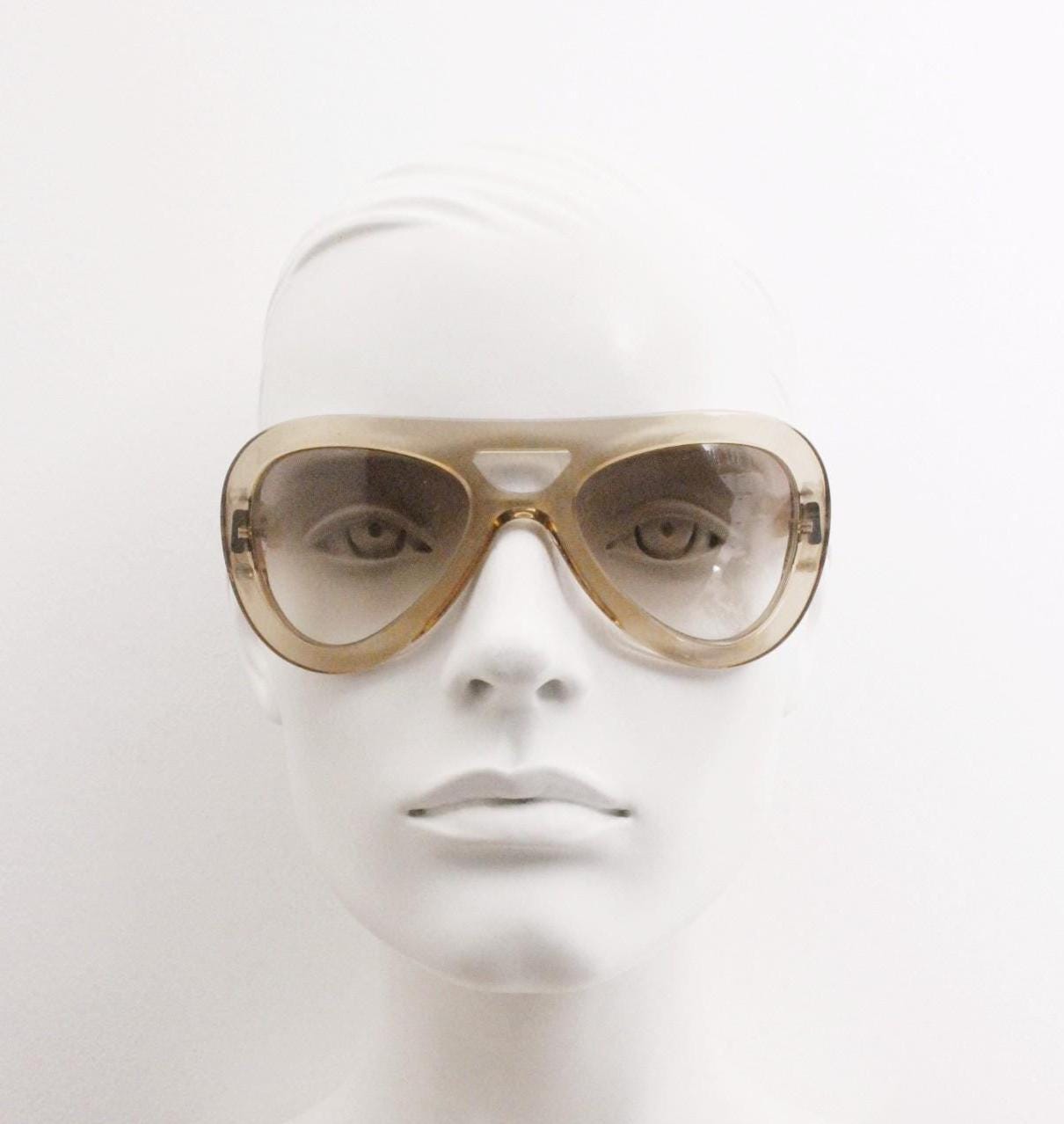Cutler and Gross London dynamic thick frame acetate aviator. Transparent light brown with matching light tone lenses. Y2K. Vintage
