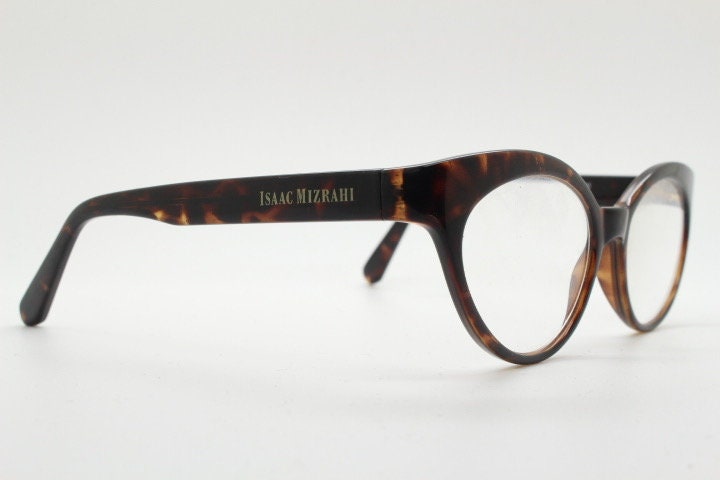 Isaac Mizrahi vintage cat eye glasses. Womens dark tortoise cateye optical frames. Prescription eyeglasses. RX NOS spectacles