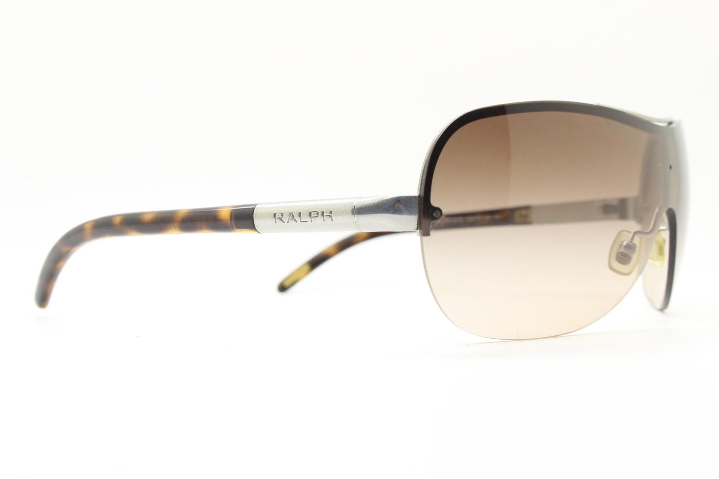 Ralph by Ralph Lauren Y2K vintage big shield sunglasses. 2000's curved wraparound mini mask with graduating mono lens. Aviator