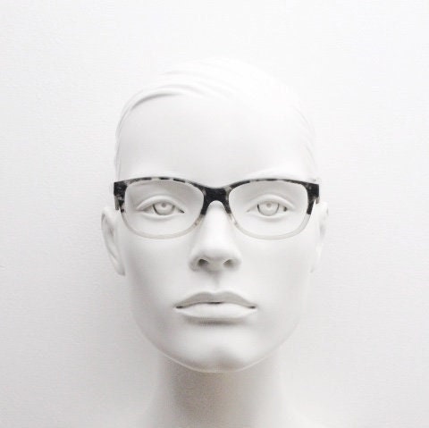 Calvin Klein collection rectangular eye glasses. Marbled grey crystal ombre acetate optical frames. Prescription eyeglasses. RX spectacles