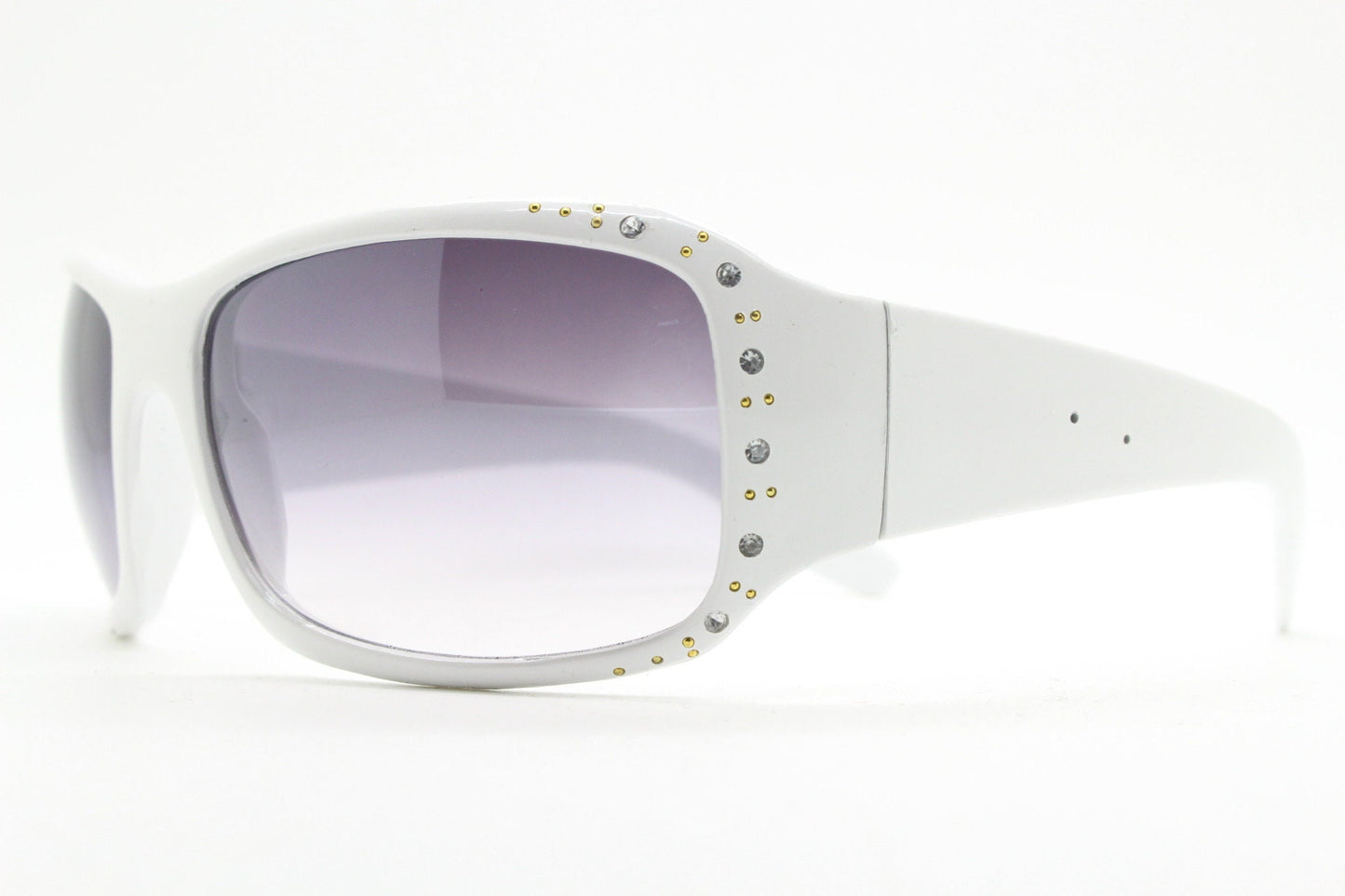 Y2K vintage white shield sunglasses with diamante. Definitive 2000s lethal bling wrap around mini mask with curved lenses. Unused NOS visor
