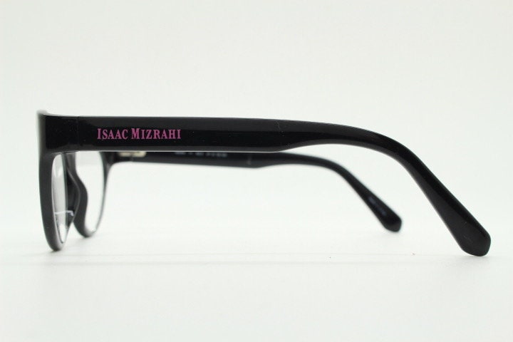 Isaac Mizrahi vintage cat eye glasses. Womens black gloss substantial cateye optical frames. Prescription eyeglasses. RX NOS spectacles