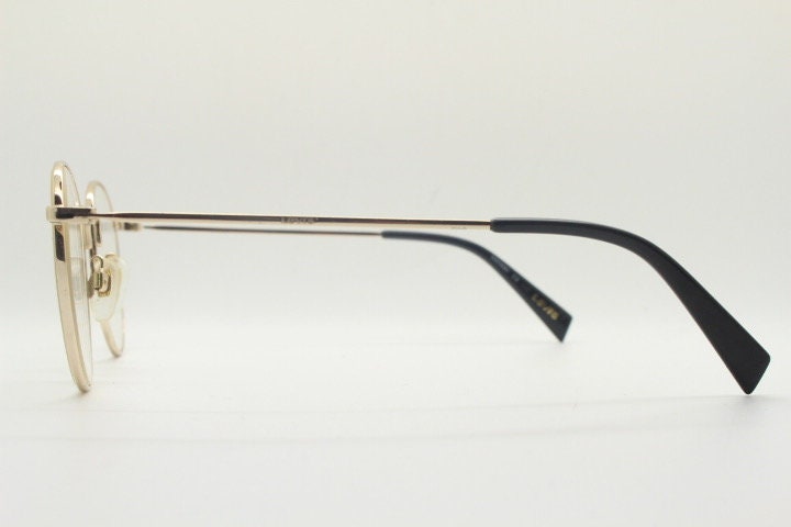 Levi's vintage round panto metal eye glasses. Light gold tone slim wire optical frames. Minimal prescription eyeglasses. RX spectacles