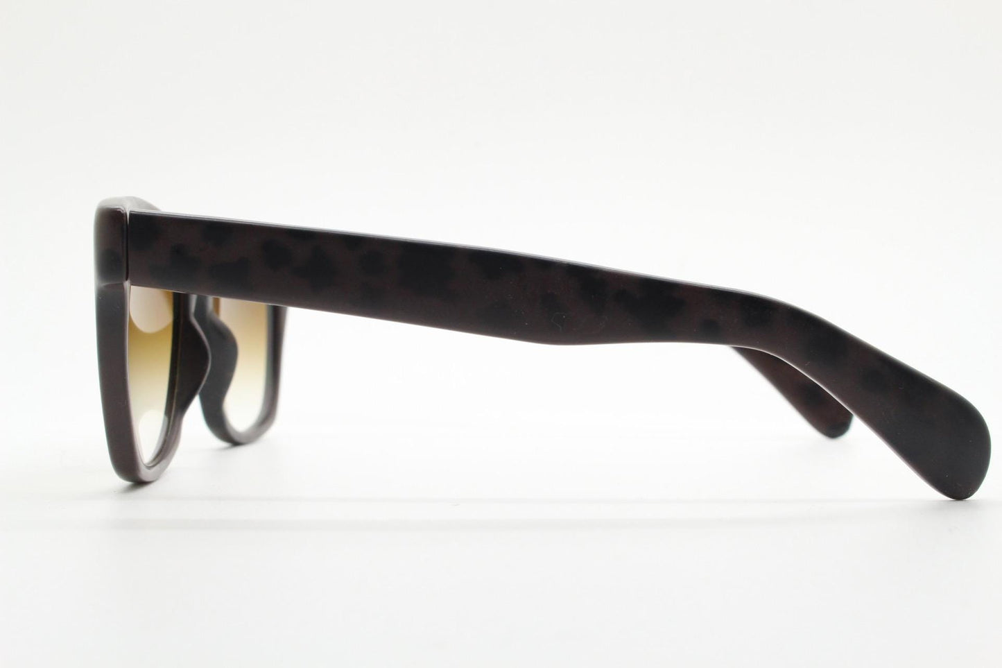 Vintage 80s square horn rim sunglasses. All time classic design in chunky matt black and brown frame with superb graduating lenses. NOS
