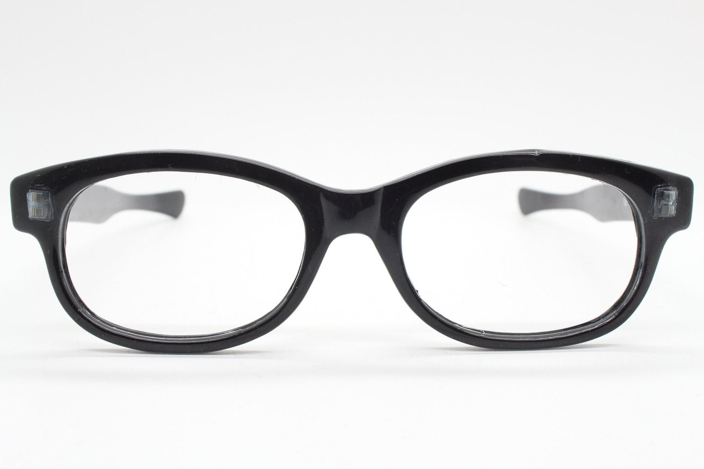 90s vintage black glasses. 60s design low profile rectangular straight arm optical frames. Prescription eyeglasses. RX Spectacles. BNWT NOS