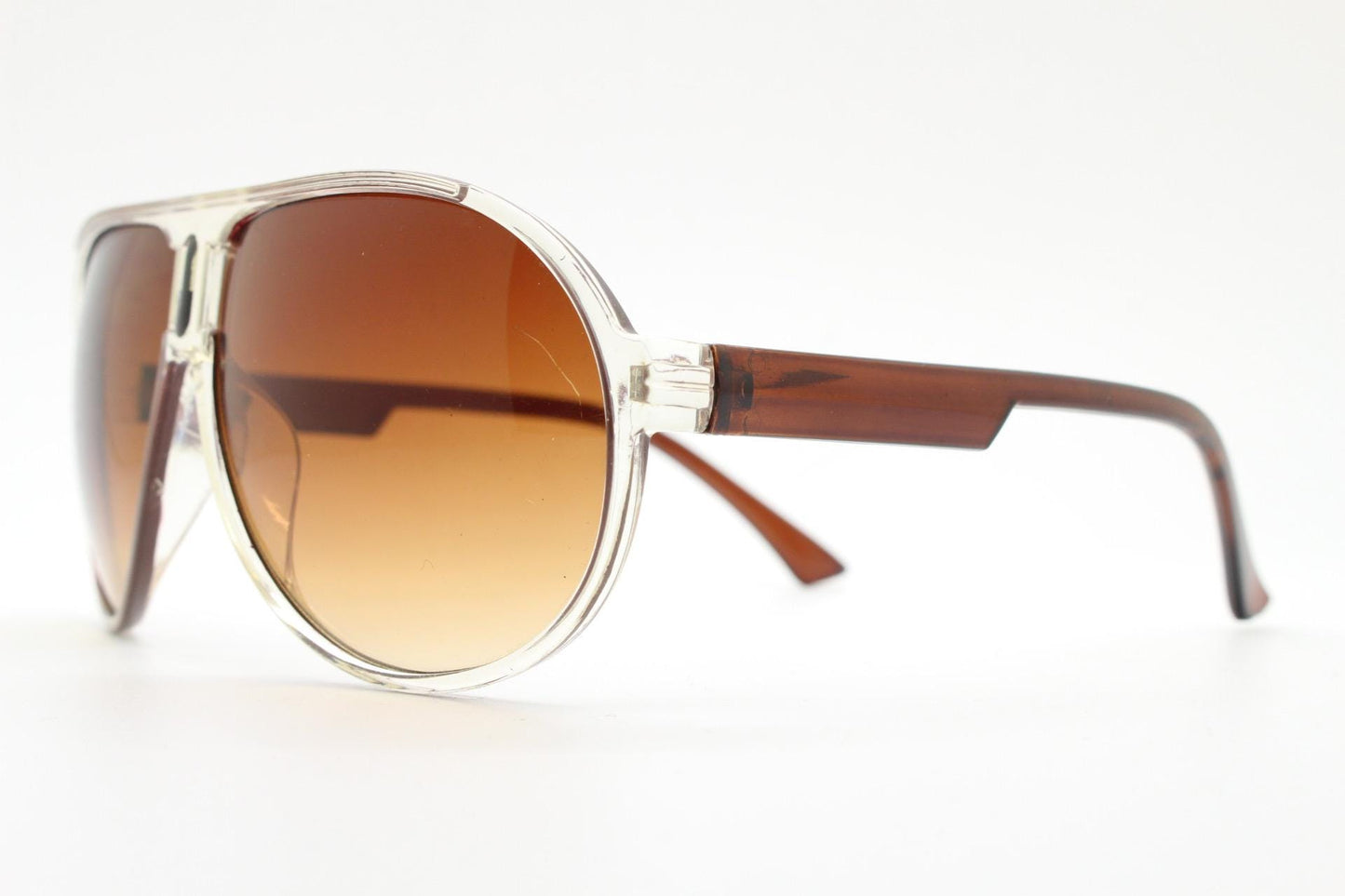 Y2K vintage aviator sunglasses. 2000's transparent and brown frame with graduating lenses. 70s design. 00's NOS aviators