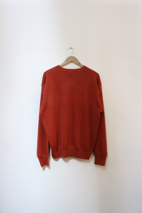 Gabicci vintage plain knit jumper. Mens orange round neck wool sweater. BNWT. Unused NOS pullover. Clearance item - rrp 80 GBP