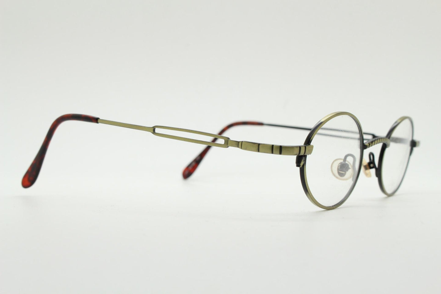 Paris Ma 90s vintage small oval eye glasses. Brushed bronze optical frames with charming details. Prescription NOS. Steampunk spectacles