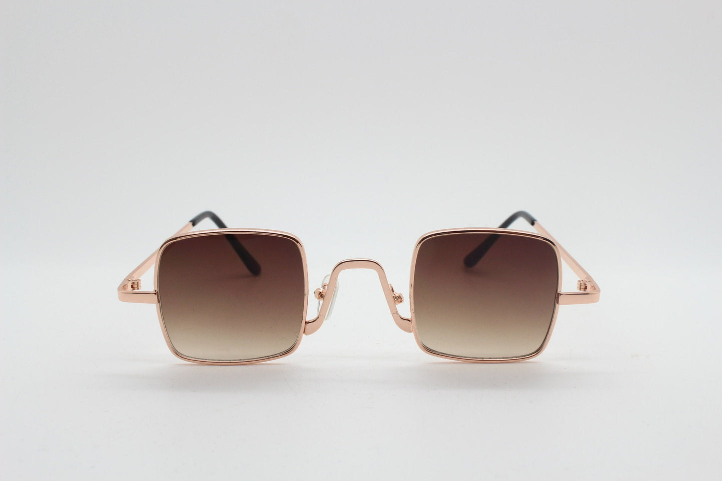 90s vintage small square sunglasses. Imposing minimal gold metal victorian style frame with brown lenses. Steampunk. Unused BNWT