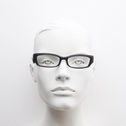 Missoni modified cat eye glasses. Rectangular low profile black acetate optical frames. Prescription eyeglasses. RX spectacles