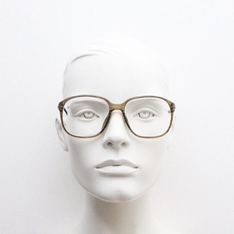 Christian Dior 70s vintage square eye glasses. Transparent mottled brown optical frame with gold and enamel arms. Mens Prescription RX