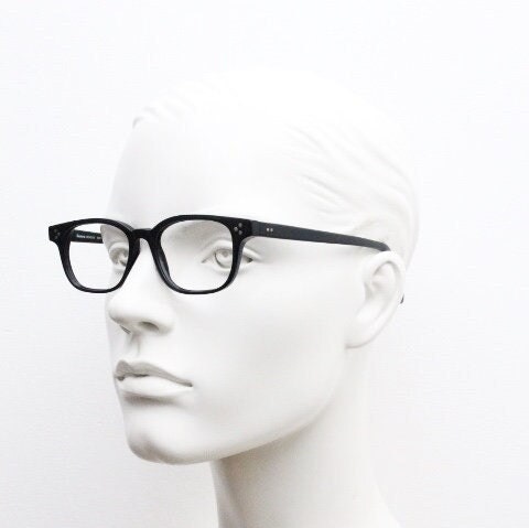 Illesteva rectangular eye glasses hand made in Italy model meadow. Plain black satin finish acetate optical frames. Prescription RX
