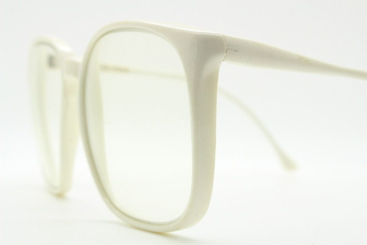 80s vintage oversized square eye glasses made in Italy. Ice white fashion grail optical frames with clear lenses Prescription eyeglasses. RX