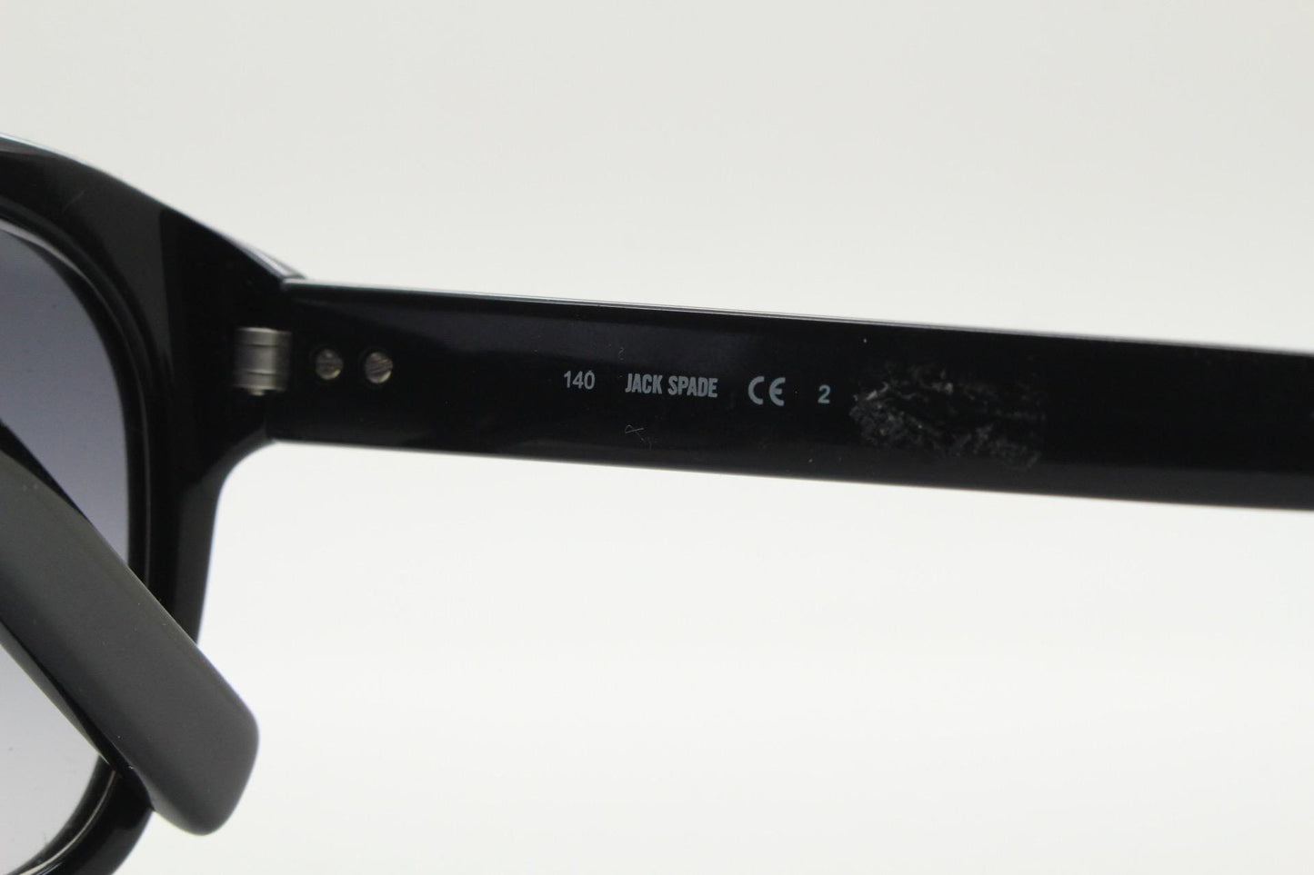 Jack Spade plain black rectangular sunglasses. Solid acetate frame with grey graduating lenses. Mens vintage 60s mod design. Keyhole bridge