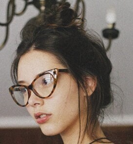 Pointed cat eye glasses. Vintage black clear lens optical frames. Y2K womens prescription eyeglasses. 50s rockabilly spectacles