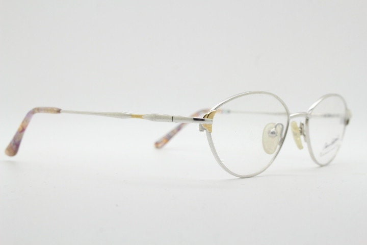 Oliver Goldsmith 90s vintage oval eye glasses model 0839. Silver and gold wire optical frames. Prescription eyeglasses. RX NOS spectacles