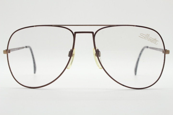 Silhouette 70s vintage aviator eye glasses made in Austria. Handsome bronze brown mens optical frame. Prescription eyeglasses. Rx aviators