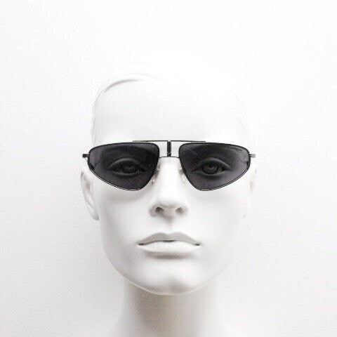 Carrera 90s vintage triangular aviator sunglasses model 1021/S. Gunmetal grey chrome flat top metal frame aviators with black lenses