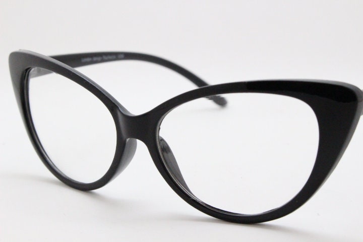 Y2K vintage pointed cat eye glasses. Black clear lens optical frames. Womens prescription eyeglasses. 50s style rockabilly spectacles. RX
