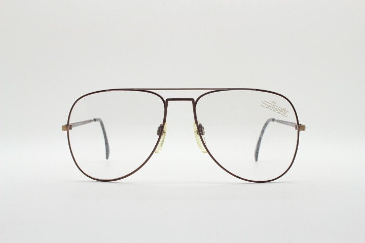 Silhouette 70s vintage aviator eye glasses made in Austria. Handsome bronze brown mens optical frame. Prescription eyeglasses. Rx aviators