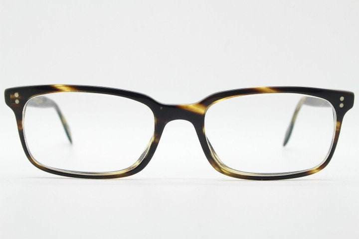 Oliver peoples rectangular eye glasses hand made in Italy. Honey tortoise acetate optical frame. Prescription eyeglasses. RX Spectacles