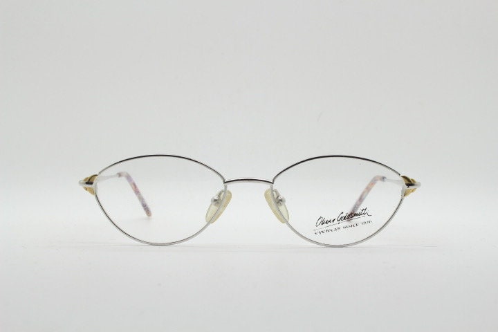 Oliver Goldsmith 90s vintage oval eye glasses model 0839. Silver and gold wire optical frames. Prescription eyeglasses. RX NOS spectacles