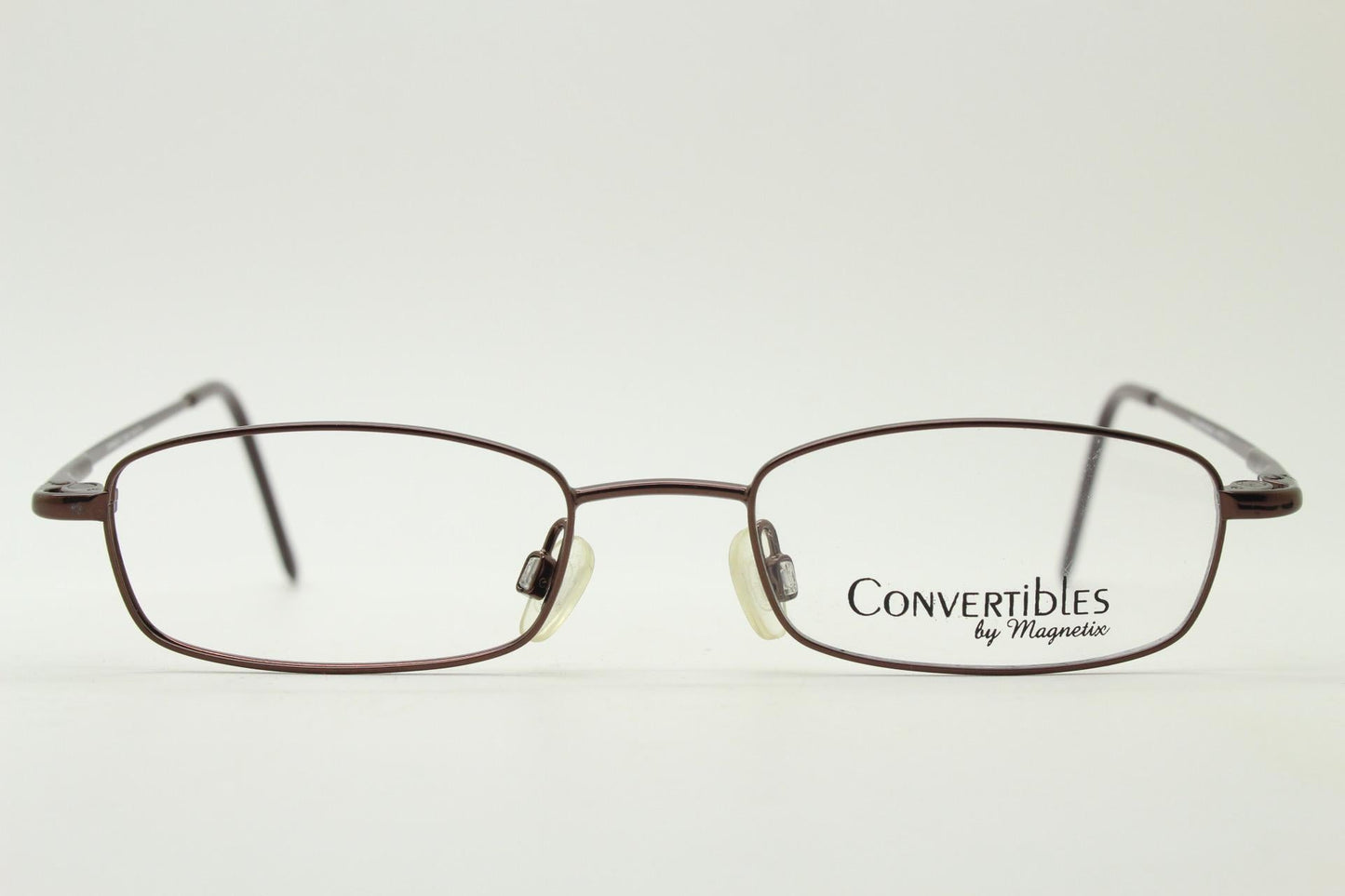 90s vintage small rectangular eye glasses by Convertibles with magnetic clip on sunglasses. Optical frame. Prescription RX spectacles. NOS