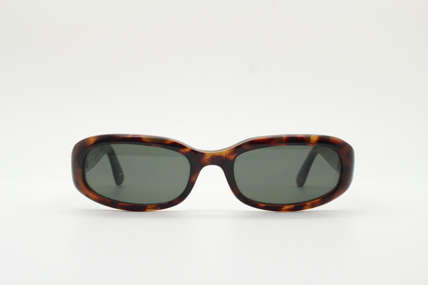 90s vintage chunky rectangular sunglasses. Minimal simple design low profile dark tortoise frame with green lenses. BNWT Unused NOS