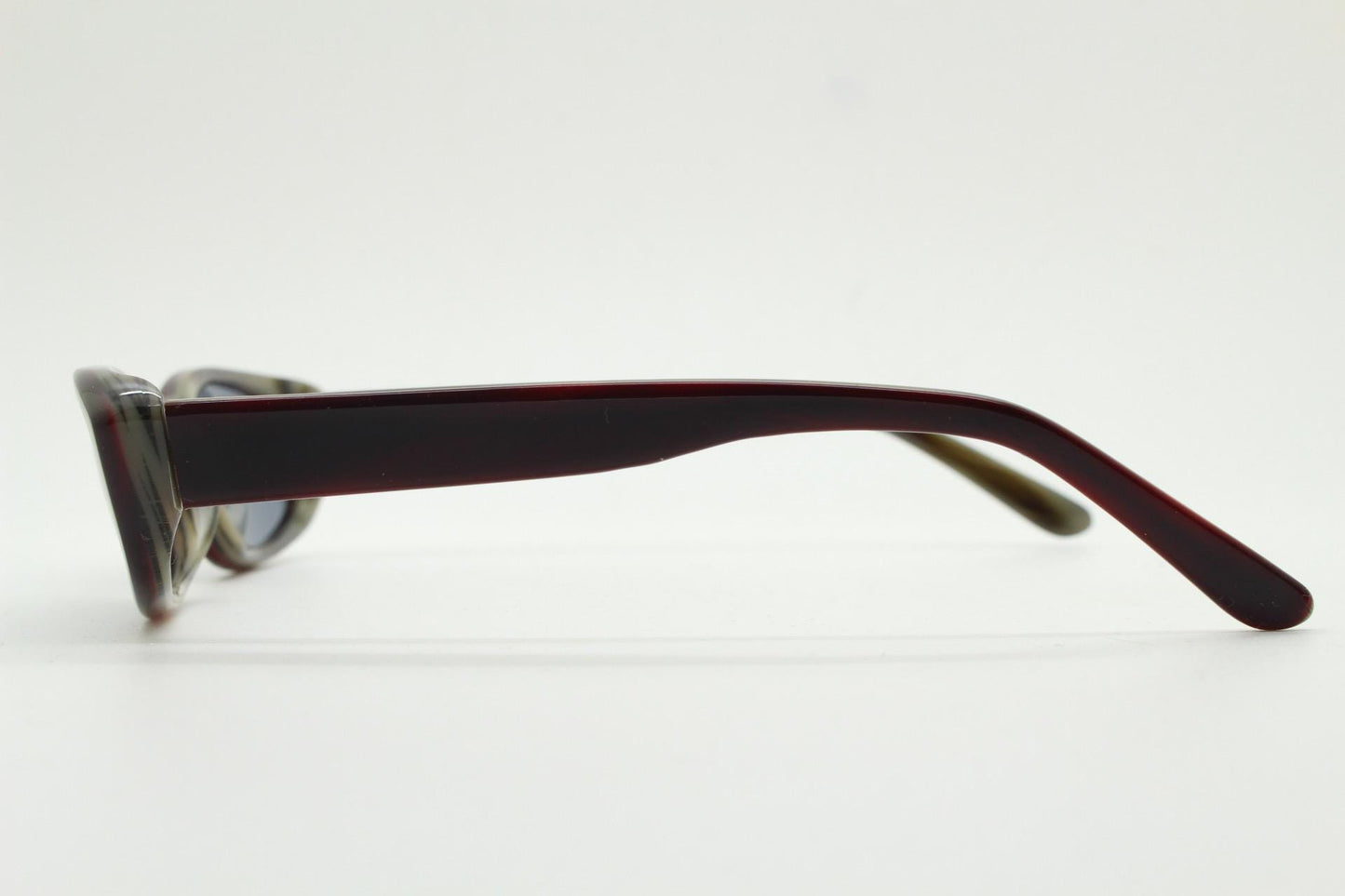 90s vintage rectangular sunglasses. Minimal low profile dark brown layered acetate frame with grey lenses. BNWT Unused NOS