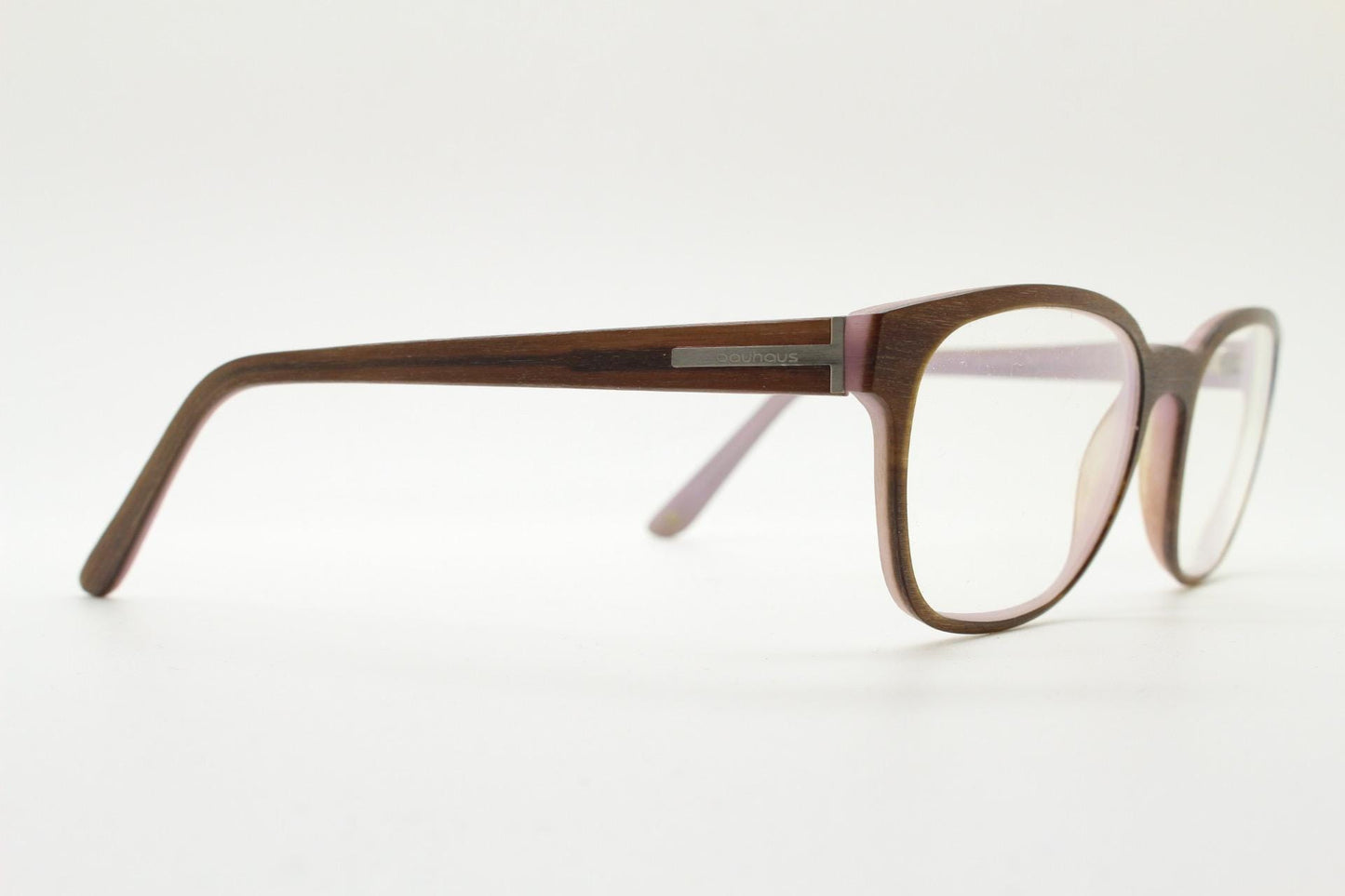 Bauhaus rectangular brown vintage eye glasses. Superior quality 'wood' look acetate optical frame. Prescription RX Spectacles