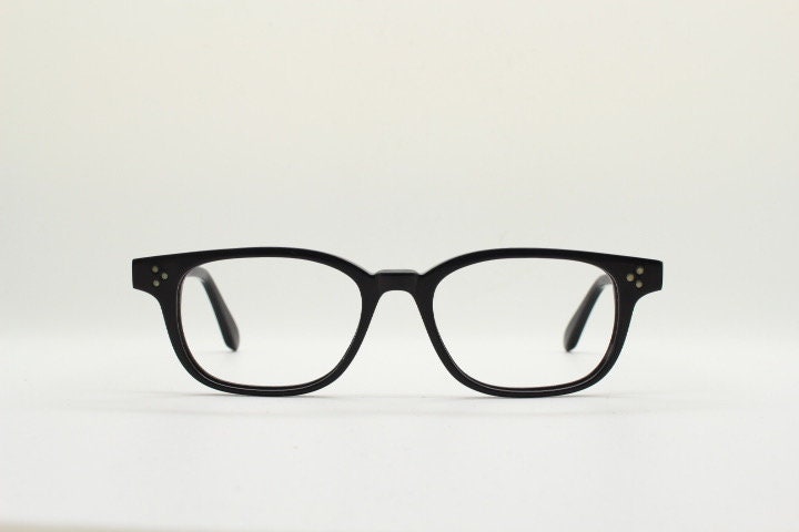 Illesteva rectangular eye glasses hand made in Italy model meadow. Plain black satin finish acetate optical frames. Prescription RX