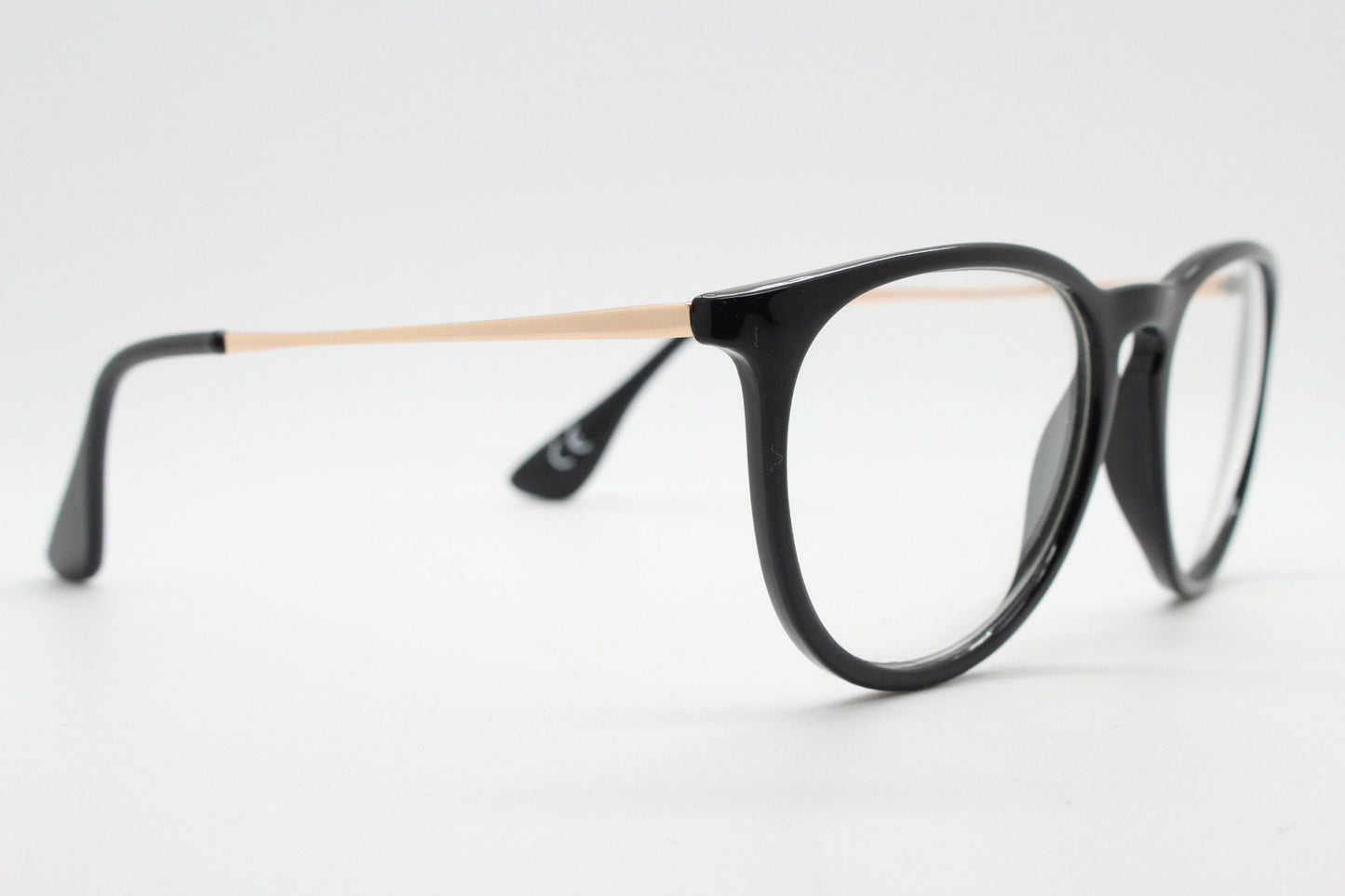 90s vintage black slim glasses. Slightly oversized optical frames in black gloss. Prescription eyeglasses with clear lens. RX spectacles