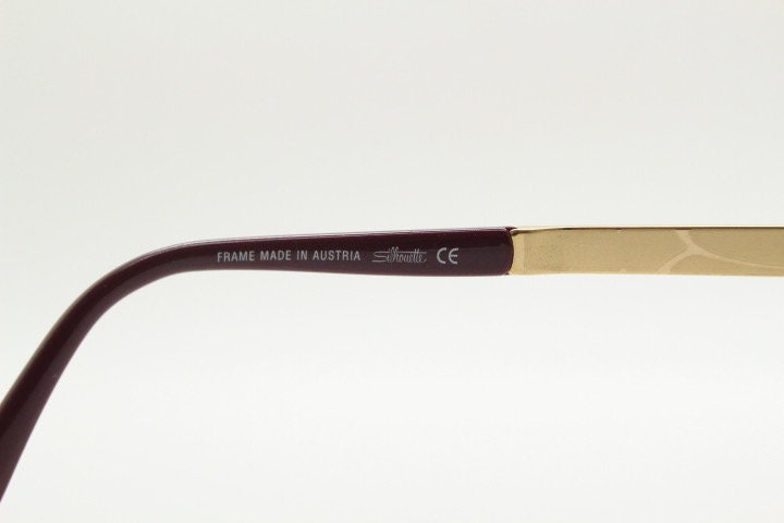 Silhouette rectangular frameless eye glasses made in Austria. Minimal optical frame with enamel and diamantes. Prescription RX. Rhinestone