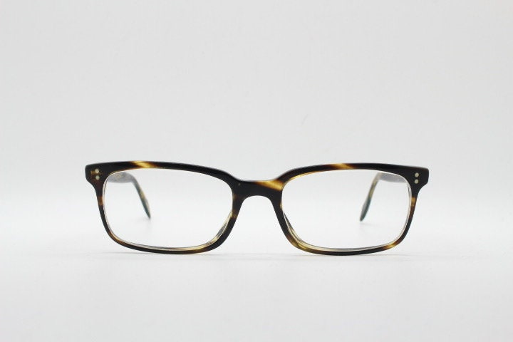 Oliver peoples rectangular eye glasses hand made in Italy. Honey tortoise acetate optical frame. Prescription eyeglasses. RX Spectacles