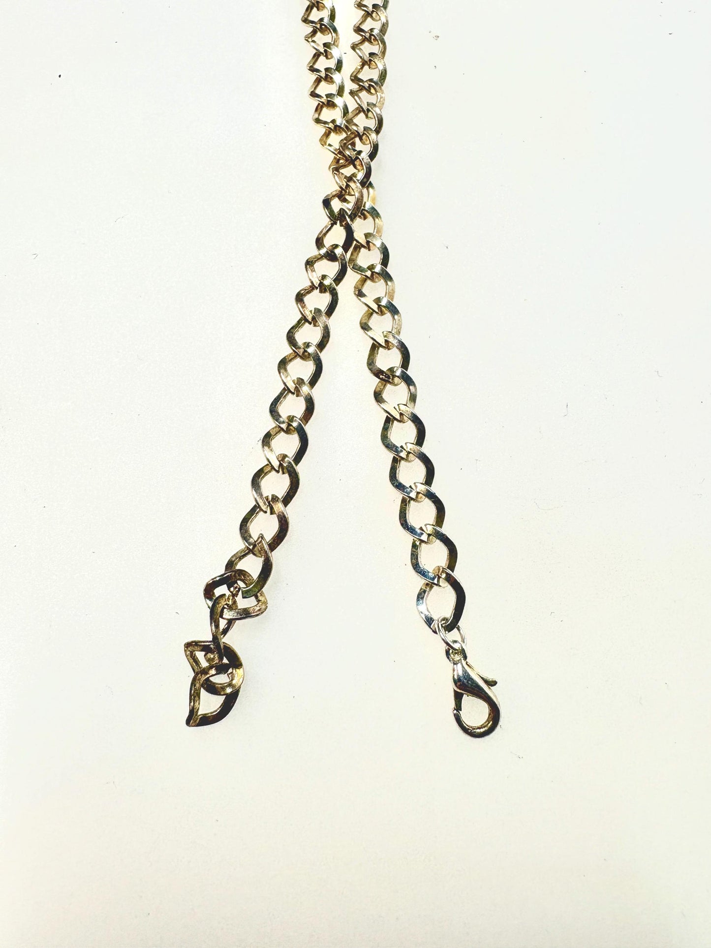 Y2K vintage womens slim chain belt with diamante STAR. Shiny chrome steel with  hanging diamante studded letters. Rhinestone. 2000s NOS