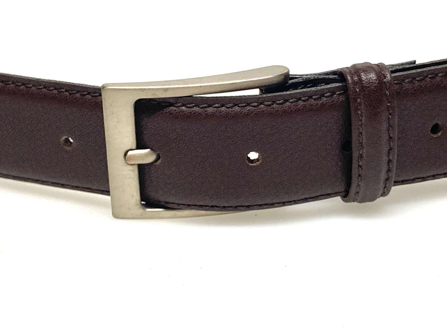 90s vintage dark brown genuine leather belt made in Italy by Dents. Real cowhide with matt textured finish for trousers or jeans. Mens NOS
