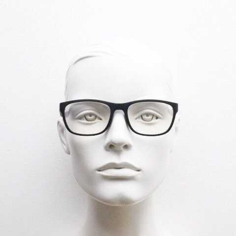 Ralph Lauren rectangular black eye glasses. Matt finish acetate optical frame with subtle logo's. Prescription eyeglasses. RX vintage