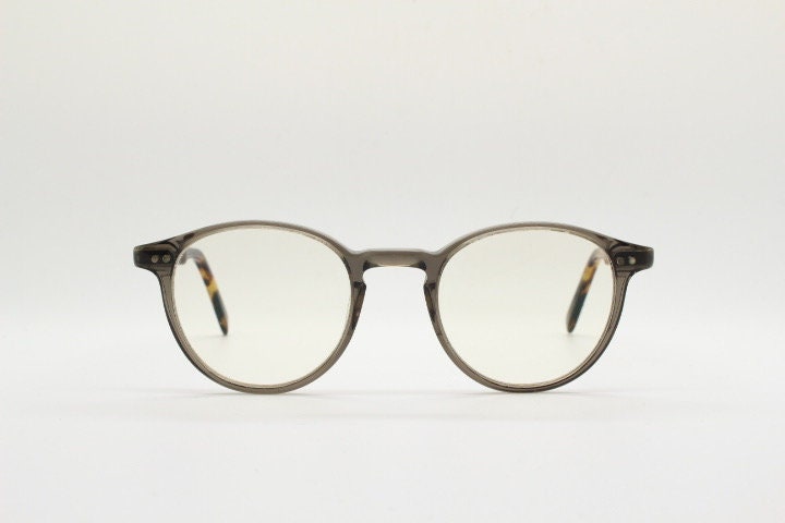 Yellows plus round eye glasses made in Japan. Tortoise 30s design acetate optical frame. Prescription eyeglasses. RX vintage