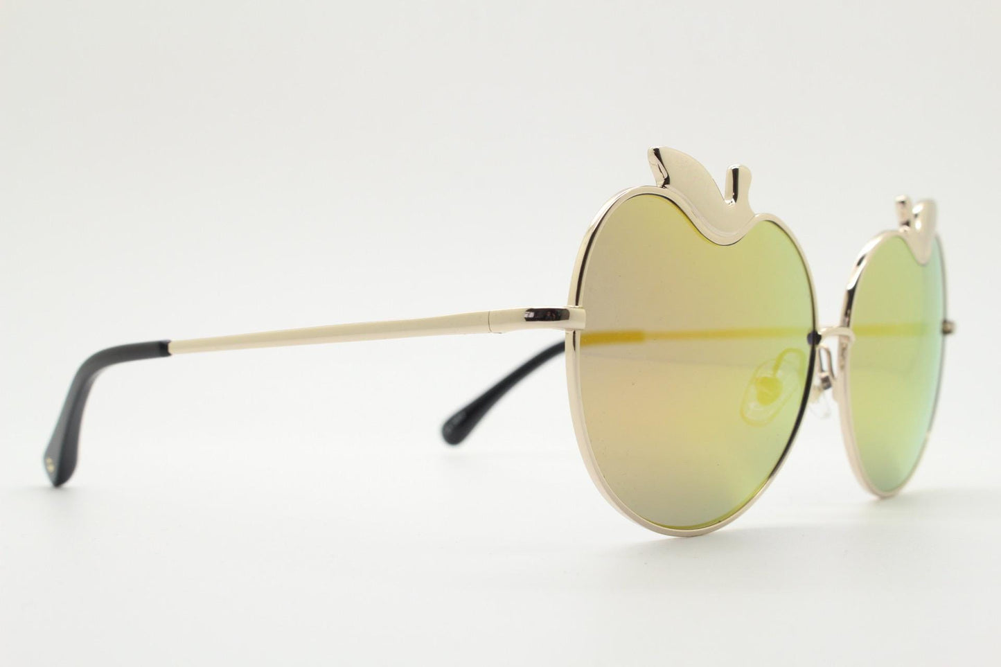 Markus Lupfer for Linda Farrow Gallery gold mirror apple design sunglasses made in Japan. Modern eyewear classic. NOS Y2K vintage