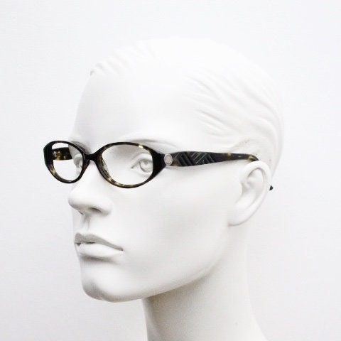 Lulu Guinness vintage oval eye glasses. Dark tortoise low profile optical frames. Prescription eyeglasses. RX spectacles