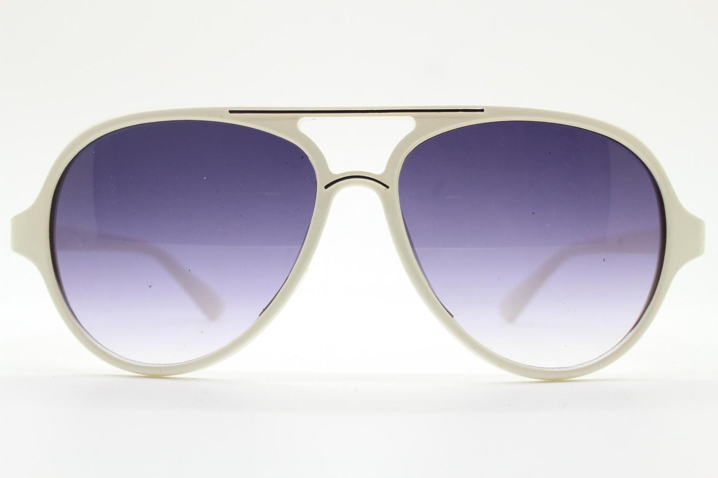 Y2K vintage teardrop aviator sunglasses. 2000's ice white frame with graduating black lenses and bridge outline. 80s design NOS aviators