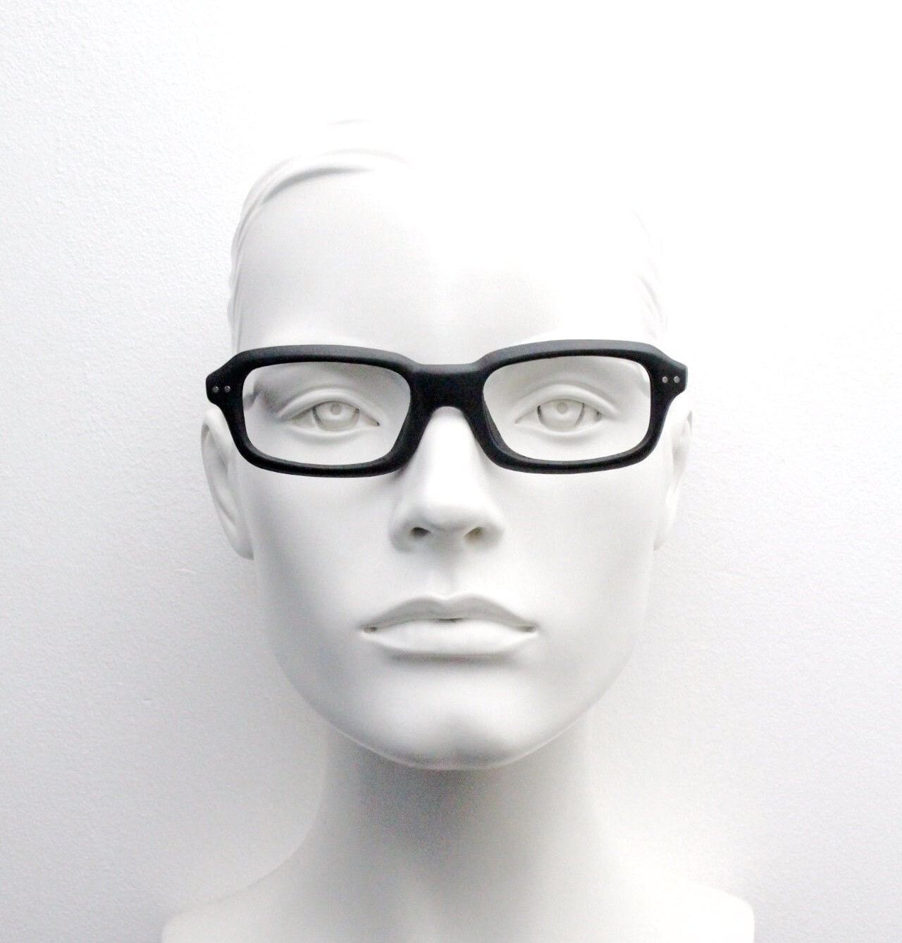 90s vintage black matt glasses. 60s design high quality rectangular optical frames. Prescription eyeglasses. RX Spectacles. BNWT NOS