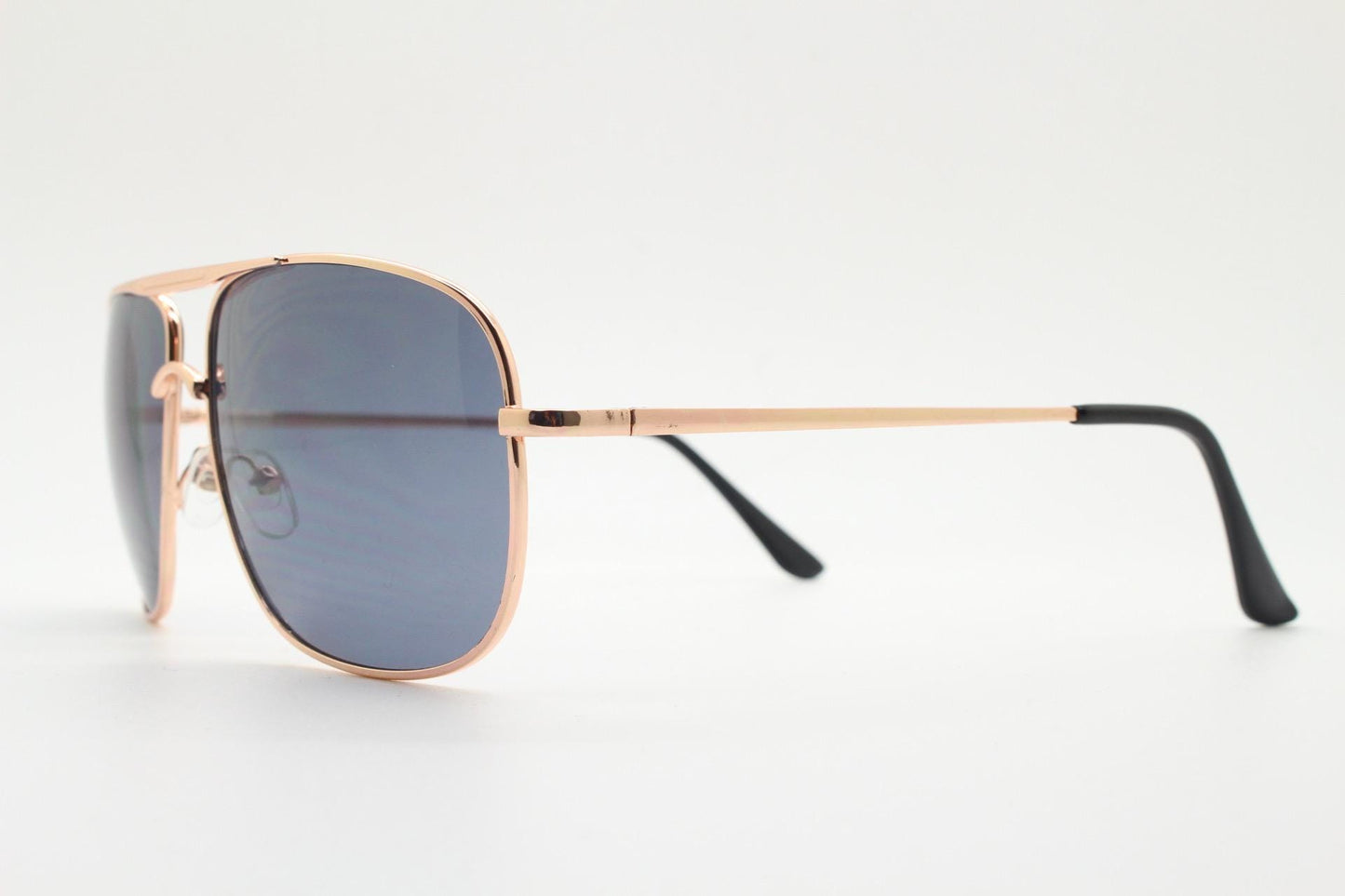 Y2K vintage square aviator sunglasses. Gold chrome metal frame 70s design aviators with black lenses. Teardrop, 2000s. Unused NOS