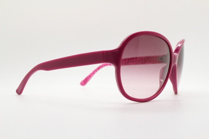 Etro Y2K vintage oversized sunglasses made in Italy. Womens big deep pink acetate frame with sensational mulberry lenses.  2000s
