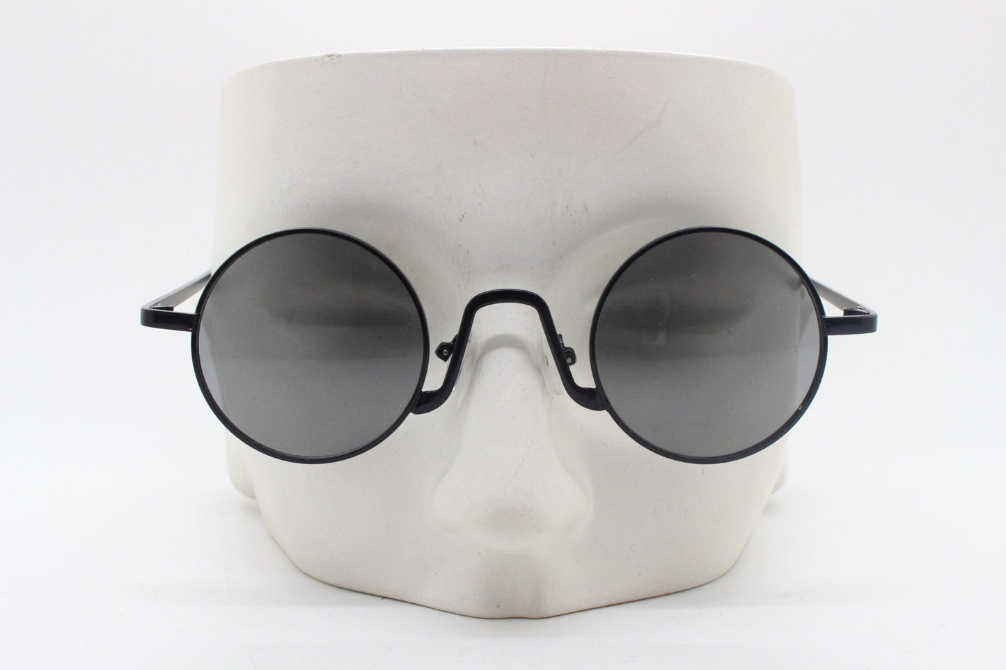 90s vintage small oval sunglasses. Imposing minimal black victorian style frame with dark grey lenses. Steampunk. Unused BNWT